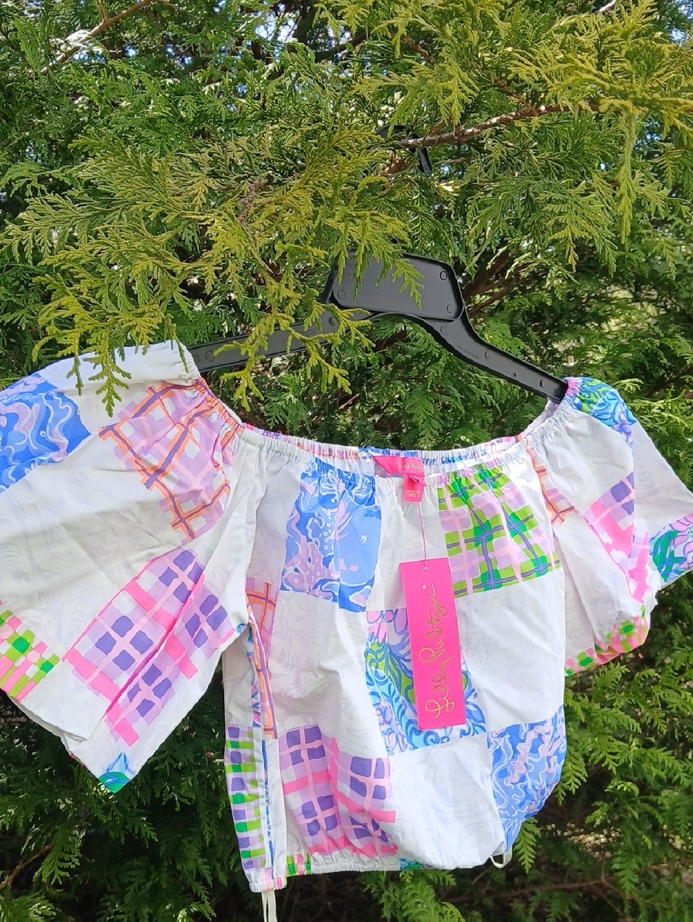 Lilly Pulitzer Esmeray Crop Top  Patch Me if You Can Small New - Picture 8 of 11